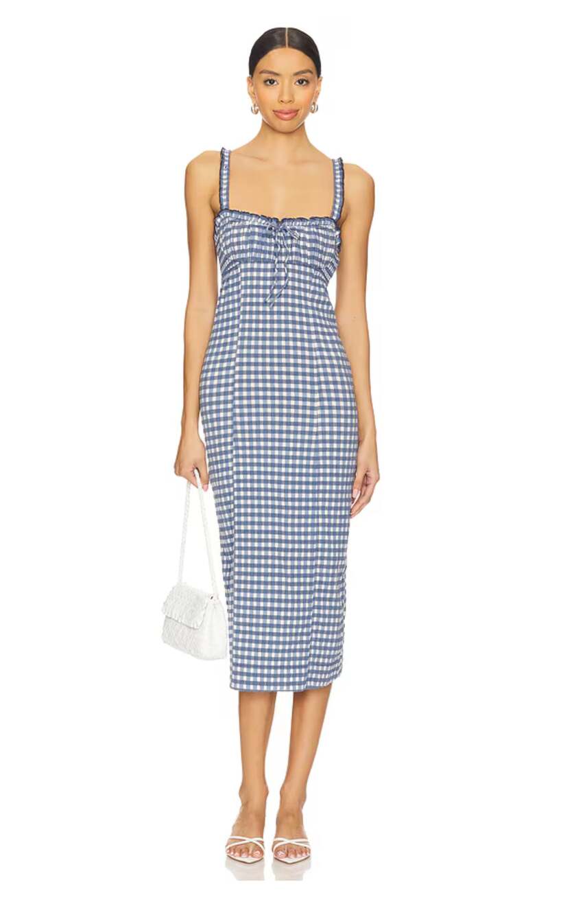 Free People Lucinda Gingham Check Stretch Cotton Dress